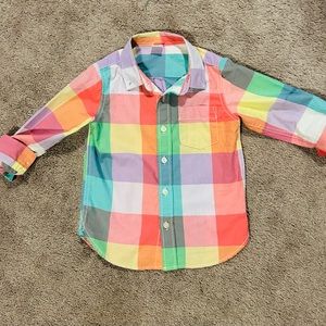 Gap kids/baby size 4T boys long sleeve button down shirt rainbow pastel plaid